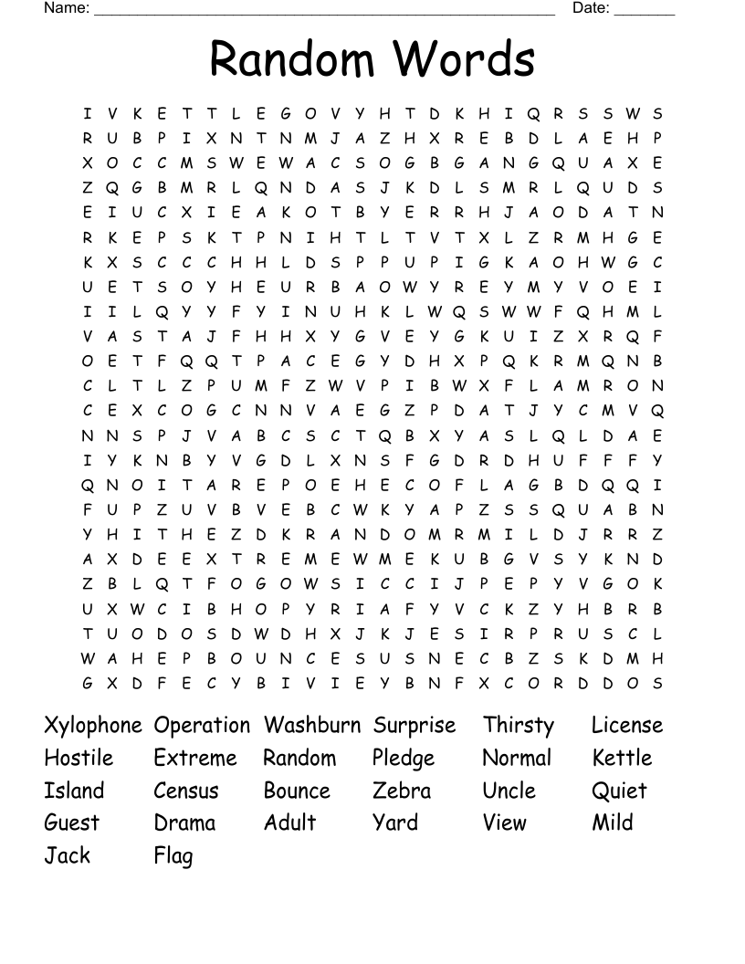 Random Words Word Search - WordMint