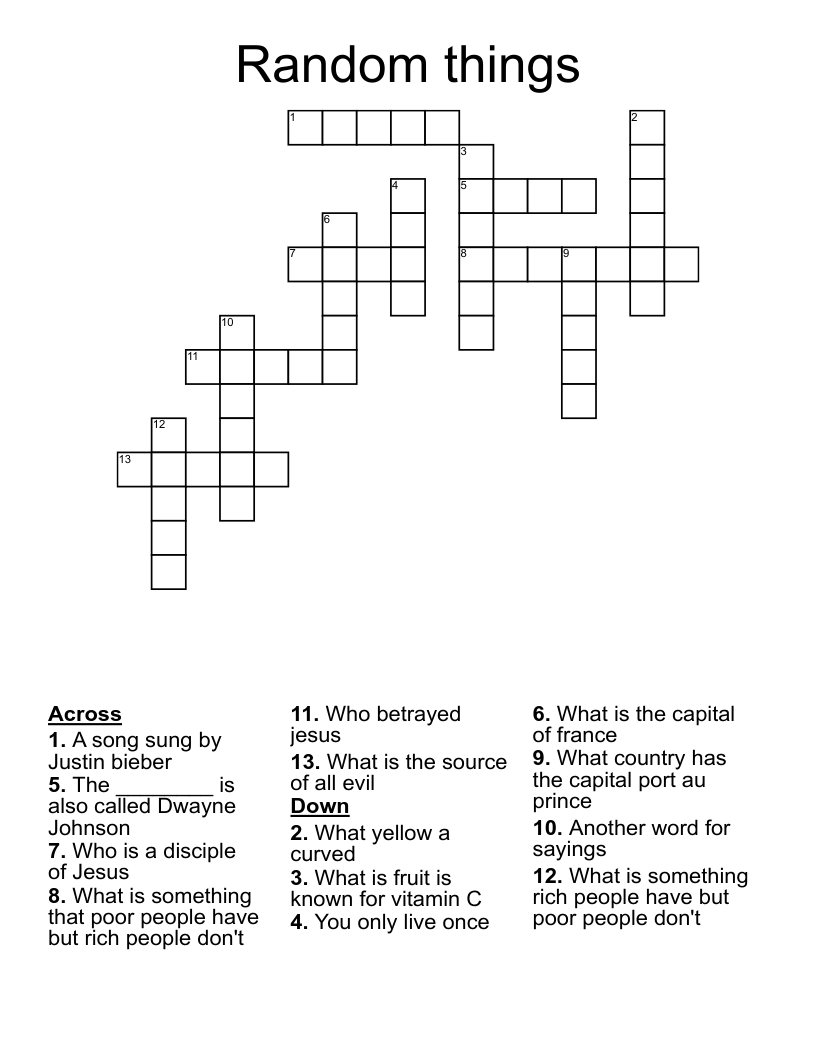 Random things Crossword WordMint