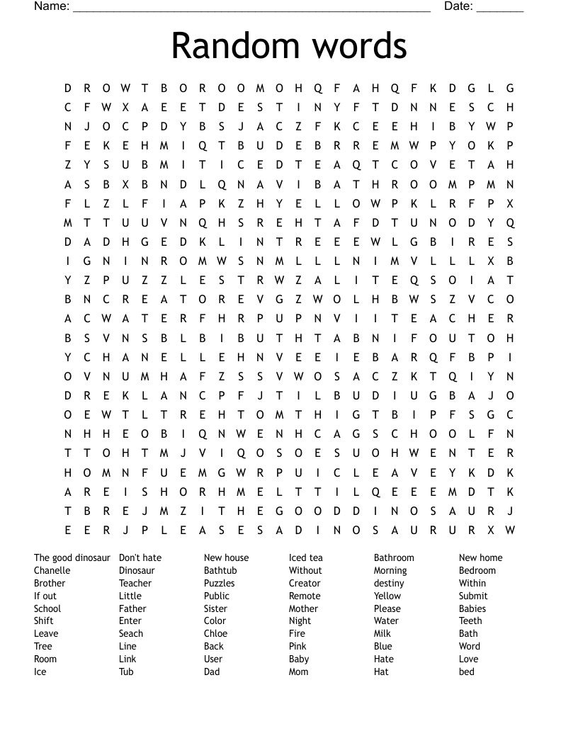 Random words Word Search - WordMint