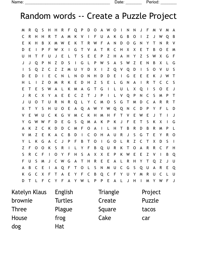 Random words -- Create a Puzzle Project Word Search - WordMint