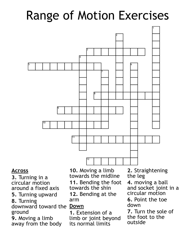 Range of Motion Exercises Crossword WordMint