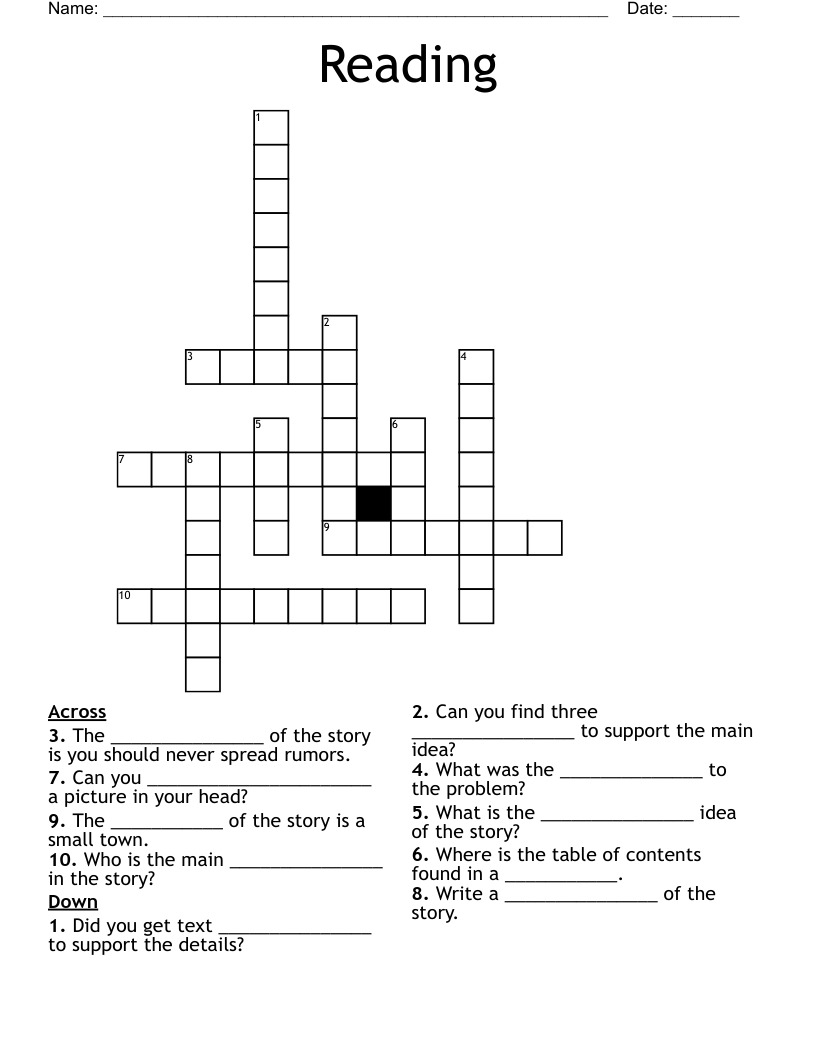 Reading Crossword - WordMint