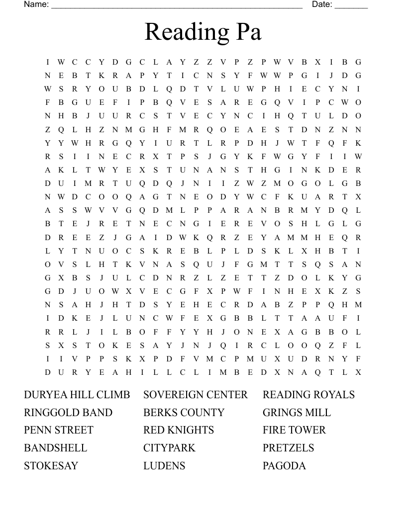 Reading Pa Word Search WordMint
