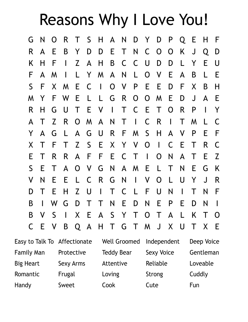 Words That Describe You Word Search WordMint