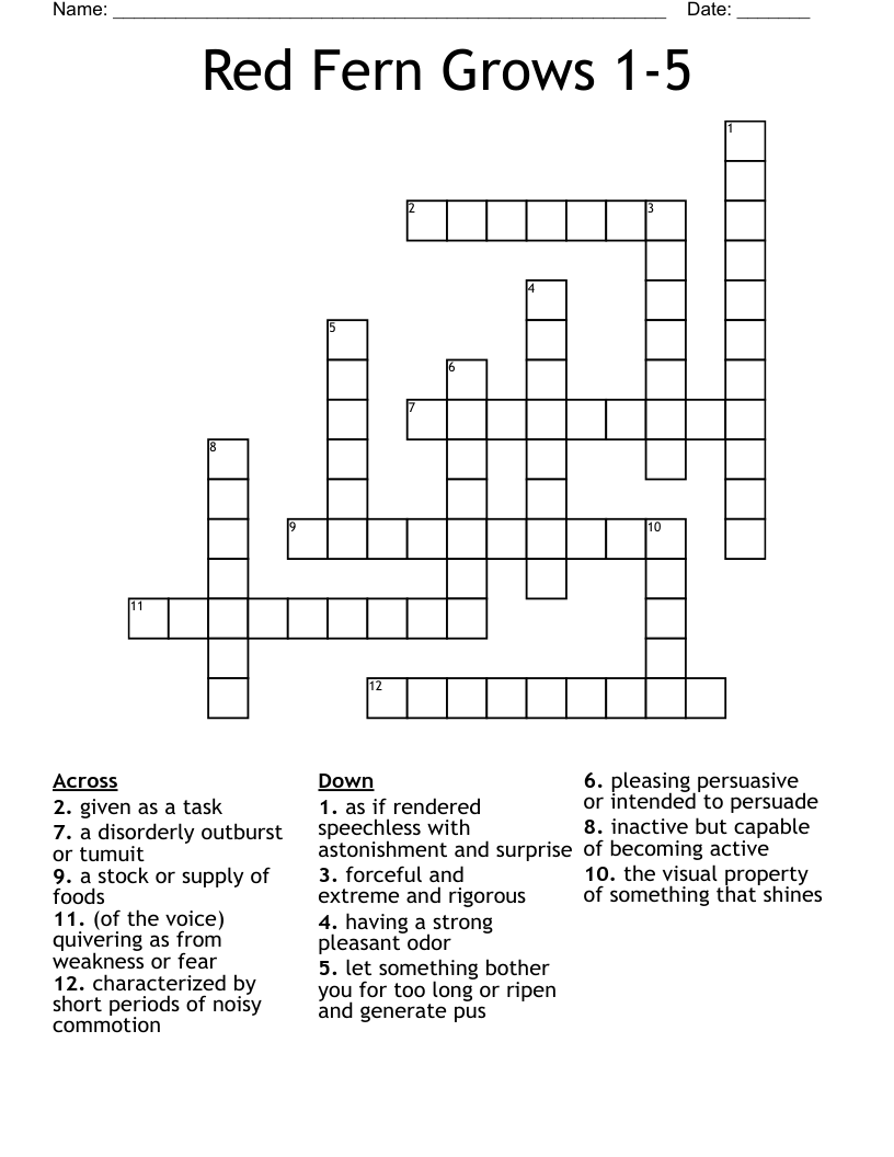 Charlie and the Chocolate Factory Vocabulary Crossword WordMint
