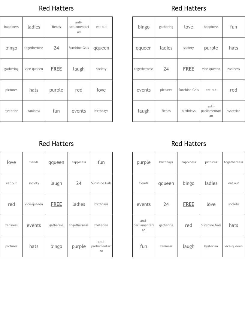 RED HATTERS Word Search WordMint