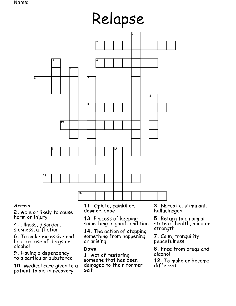 Relapse Crossword WordMint