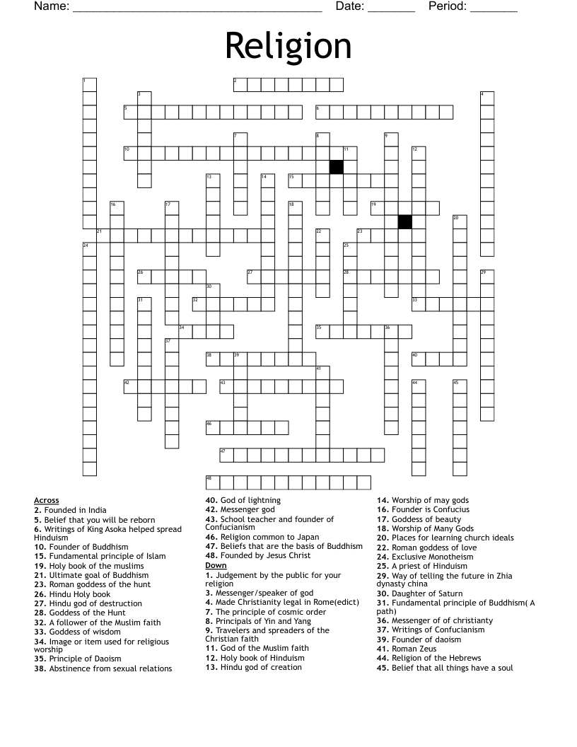 Religion Crossword WordMint