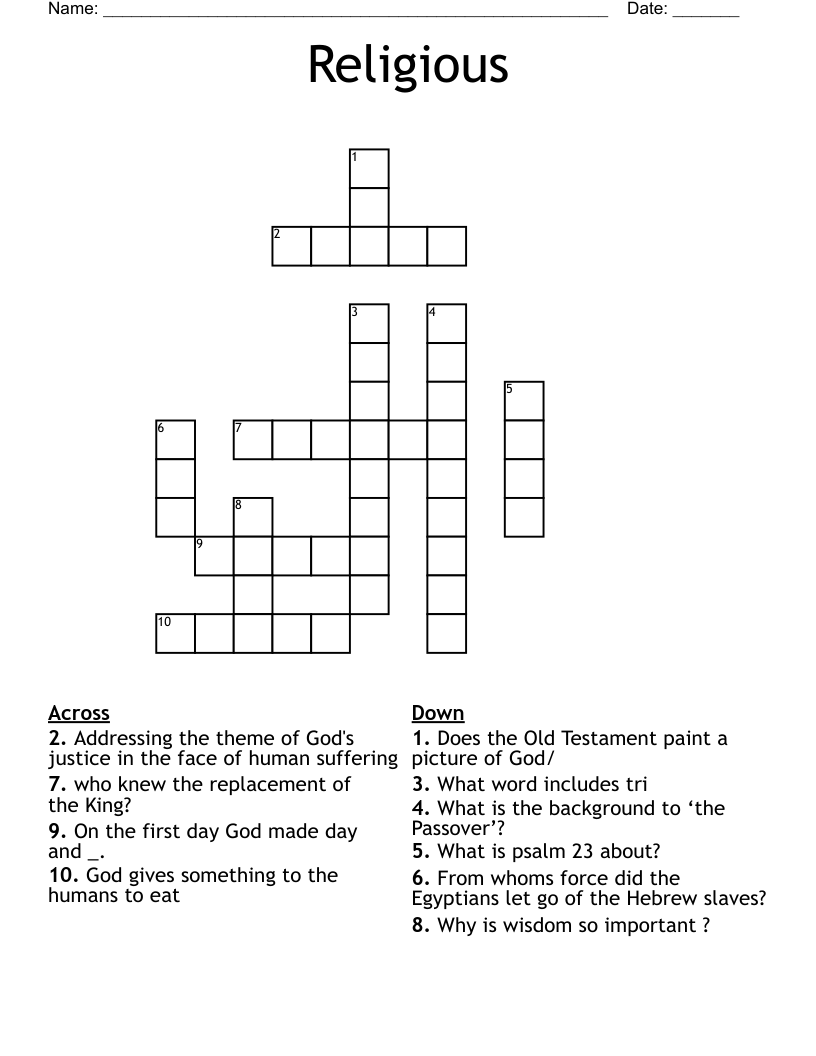 Religious Crossword WordMint