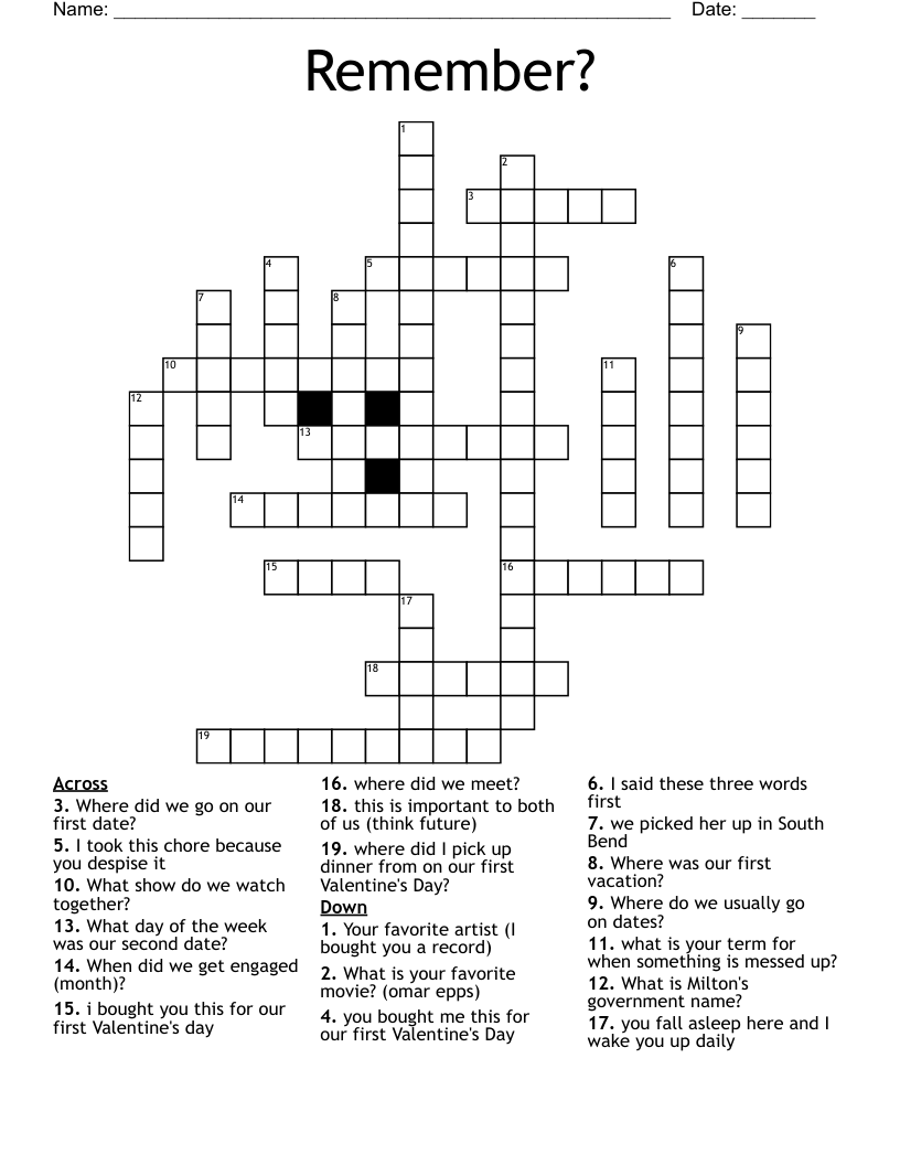 Remember? Crossword WordMint