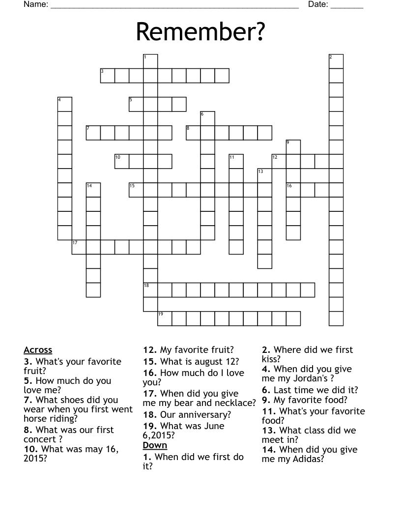 Remember? Crossword WordMint