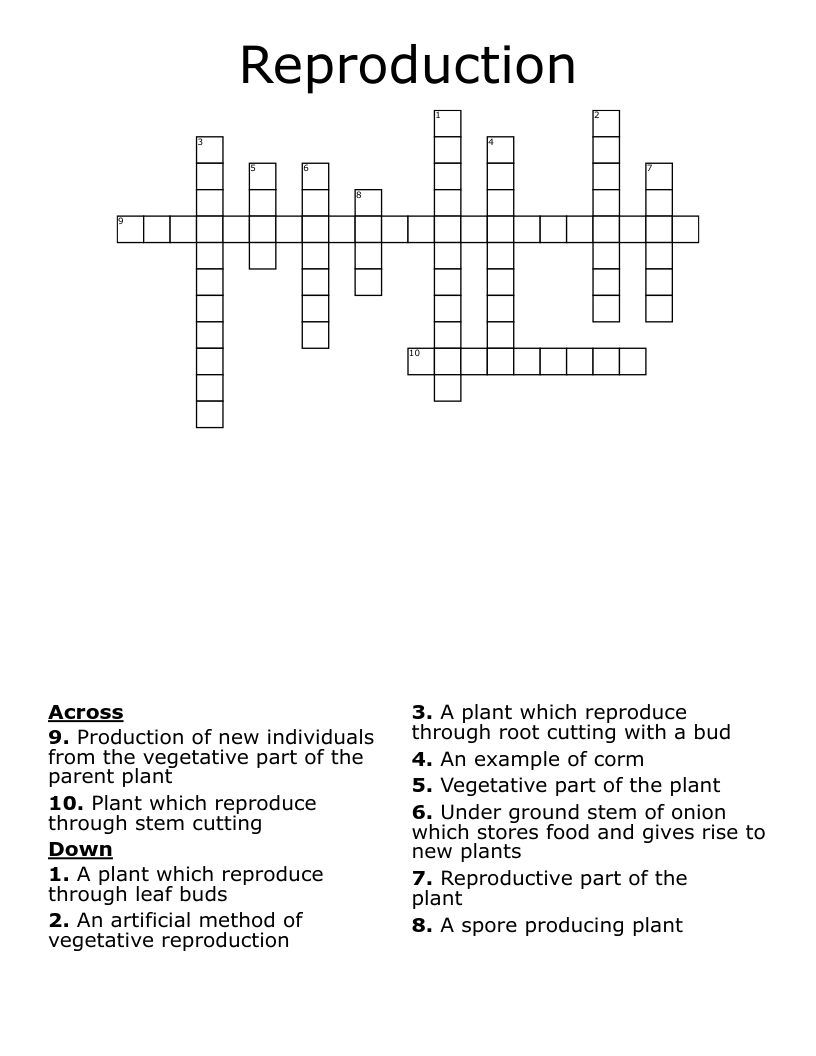 Reproduction Crossword WordMint
