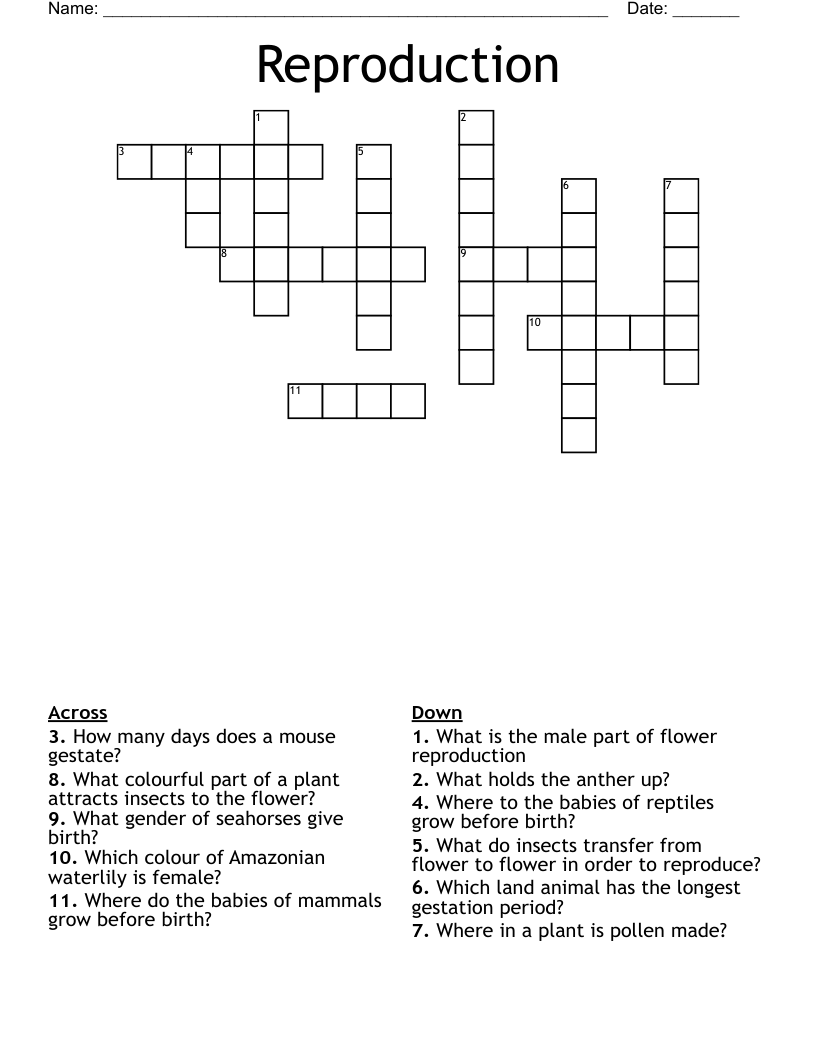Reproduction Crossword WordMint