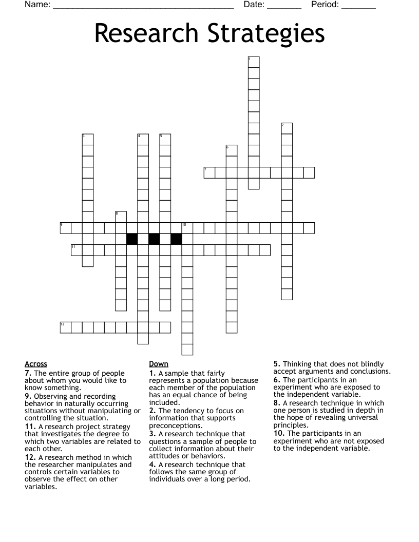 Research Strategies Crossword - WordMint