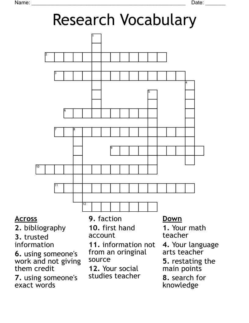 Research Vocab Word Search WordMint