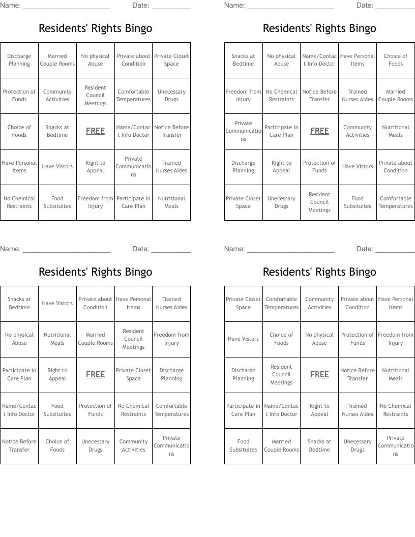 Resident Rights Word Search Puzzle WordMint