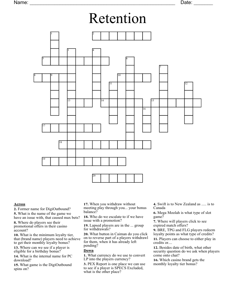 Retention Crossword WordMint