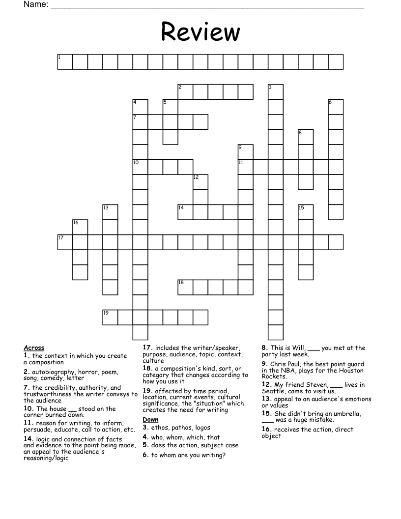 Review Crossword - WordMint