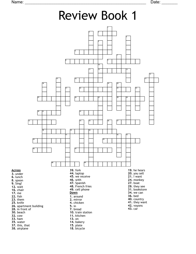 Review Book 1 Crossword WordMint