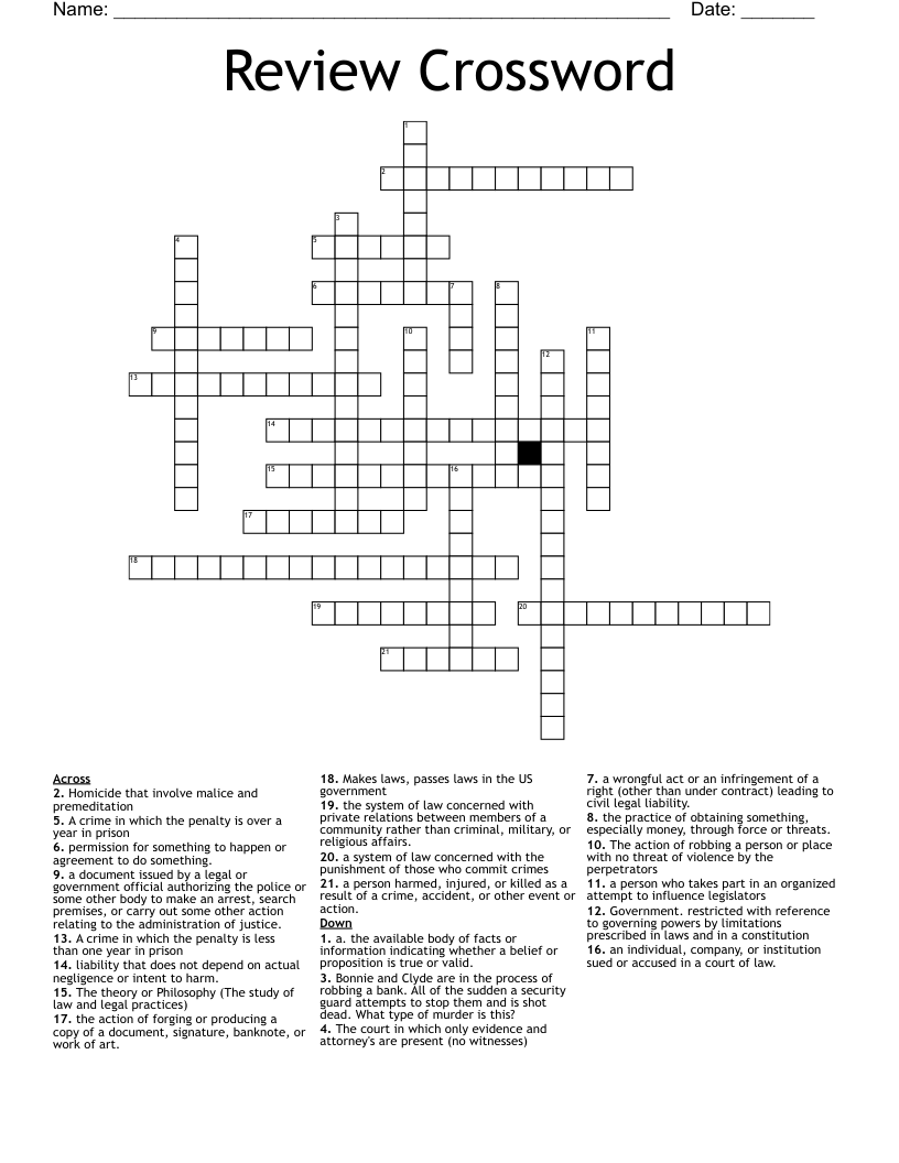 Review Crossword - WordMint
