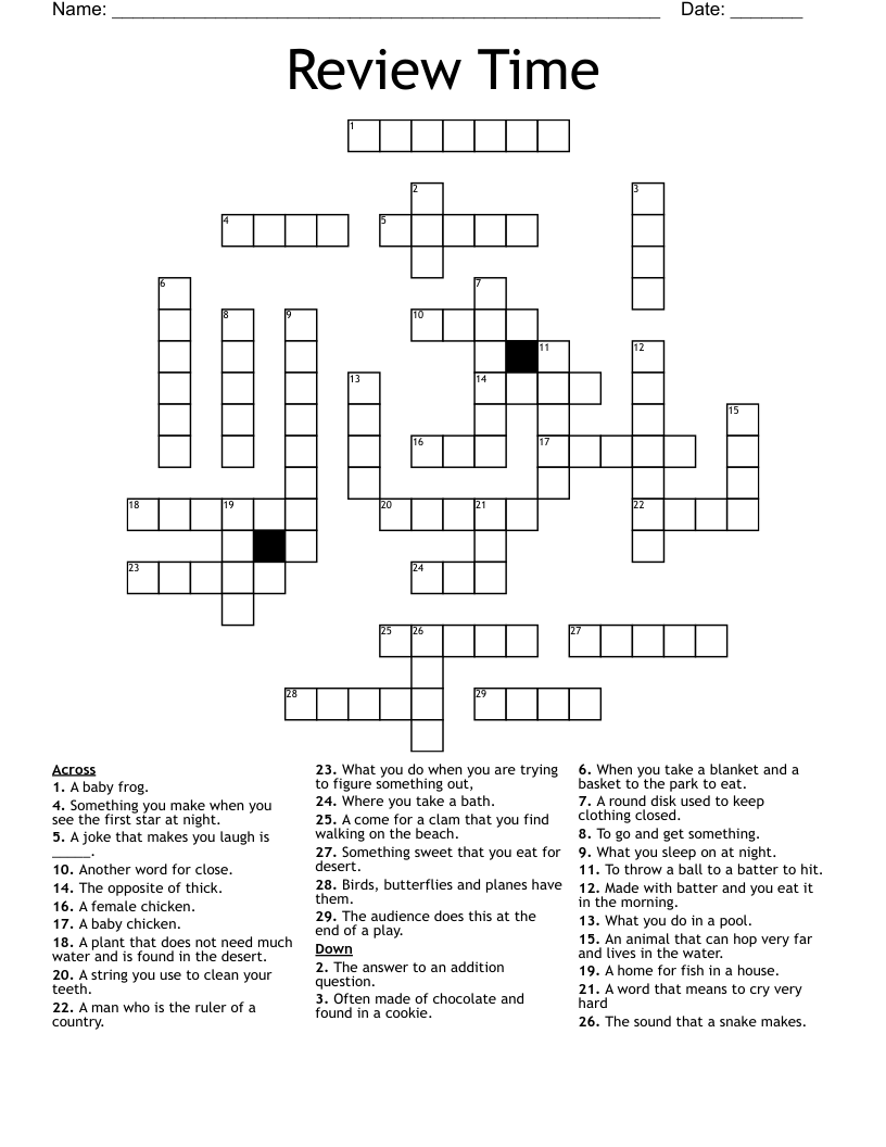 Review Time Crossword - WordMint