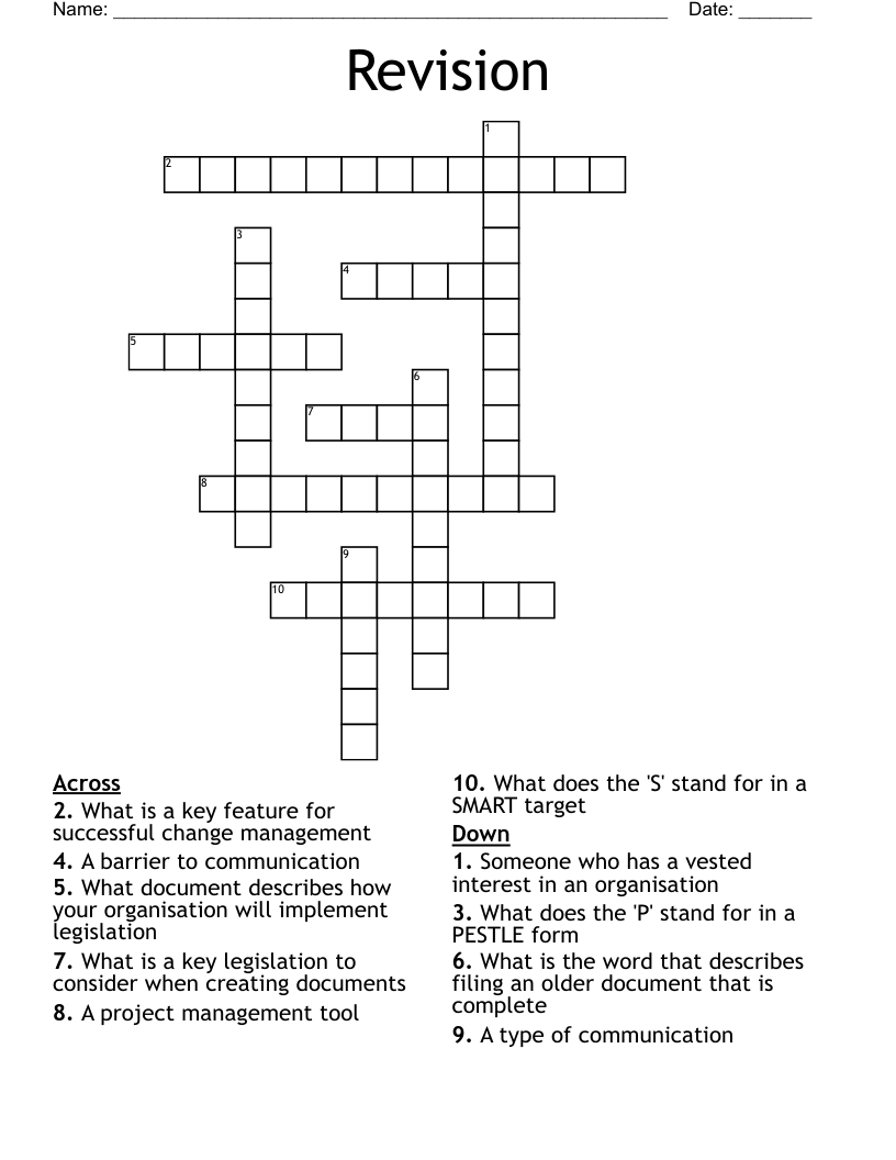 Revision Crossword - WordMint
