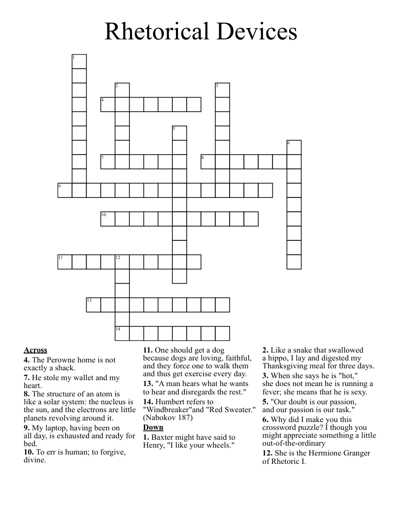 Rhetorical Devices Crossword WordMint