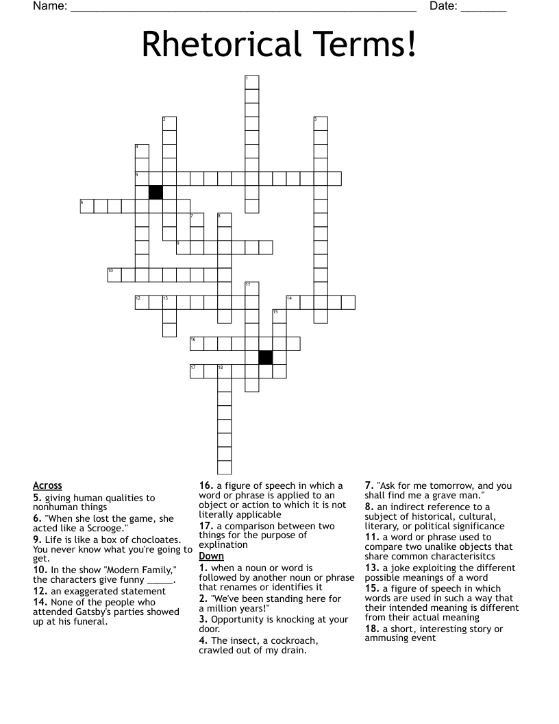 Rhetorical Terms! Crossword WordMint
