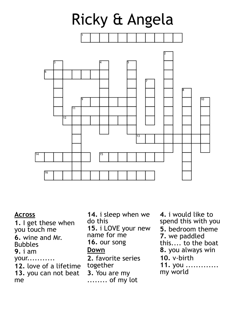 Ricky & Angela Crossword WordMint