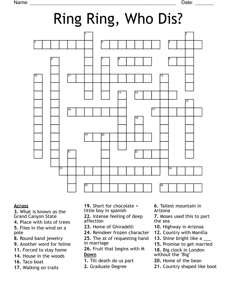 Ring Ring, Who Dis? Crossword WordMint