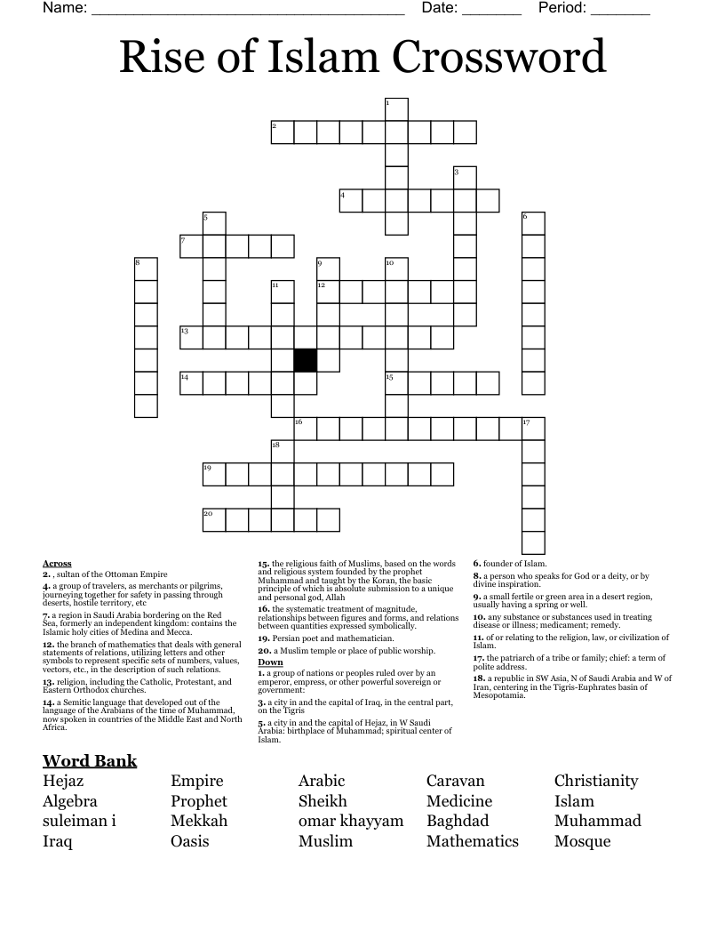 Trade development in the Islamic Empire Word Scramble WordMint