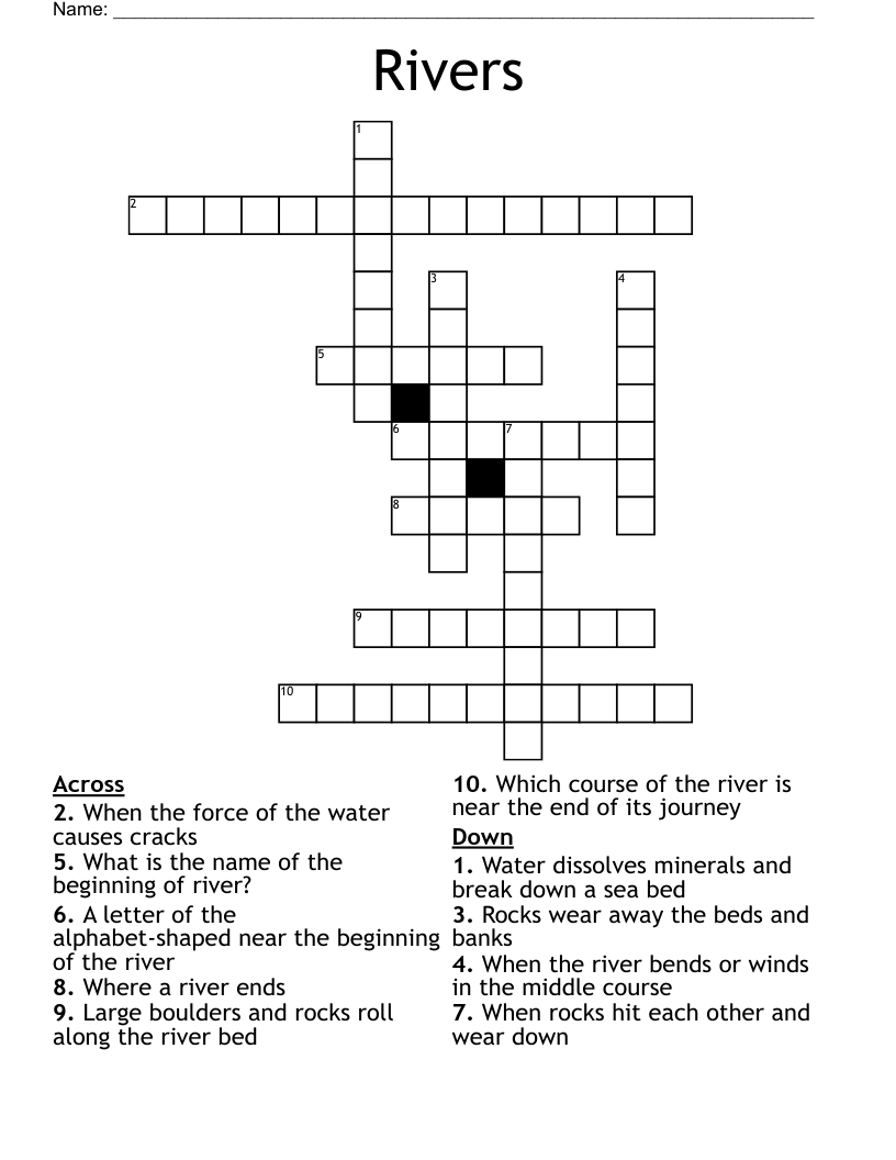 Rivers Crossword WordMint
