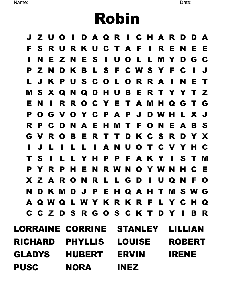 Robin Word Search WordMint