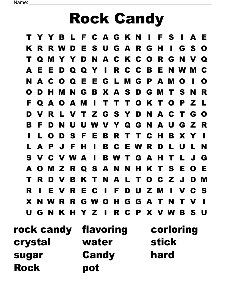 Rock Candy Word Search WordMint
