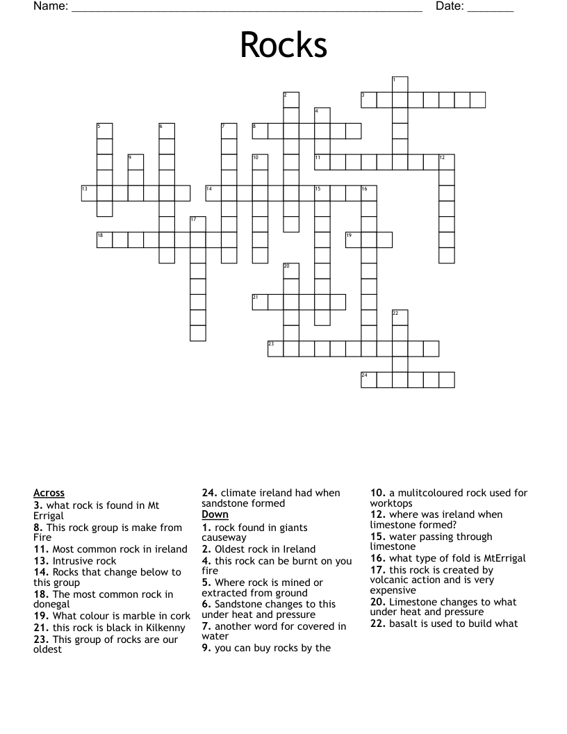 Rocks Crossword WordMint
