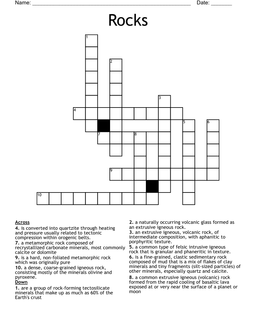 Geology Crossword WordMint