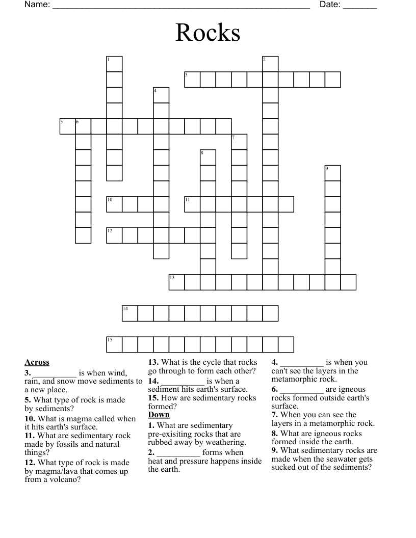 Rocks Crossword WordMint