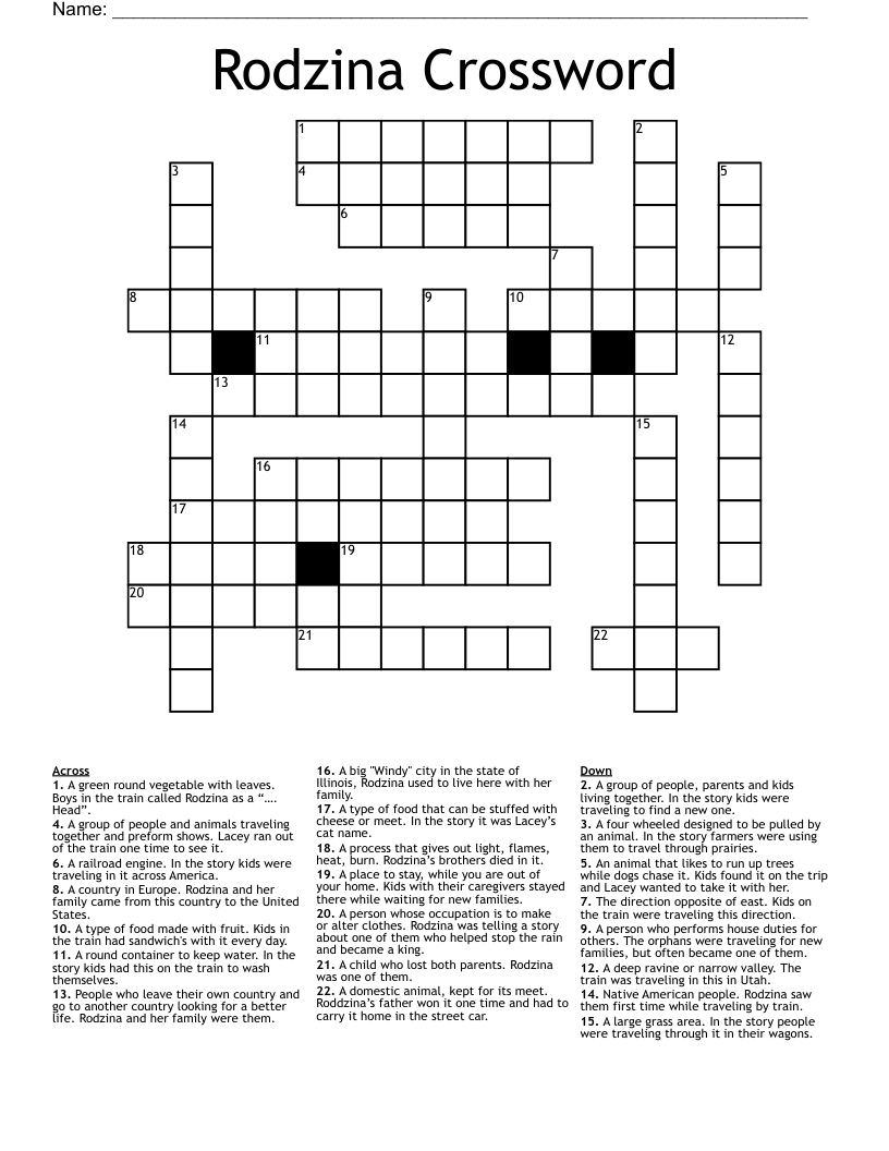 Rodzina Crossword WordMint