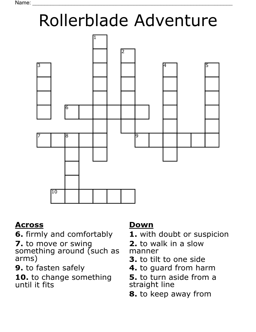 Rollerblade Adventure Crossword WordMint
