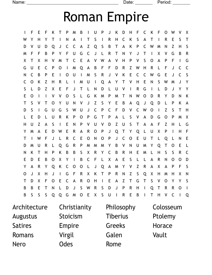 Roman Empire Word Search WordMint