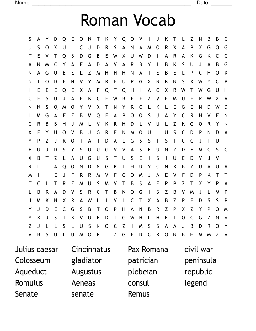 Roman empire Word Search WordMint