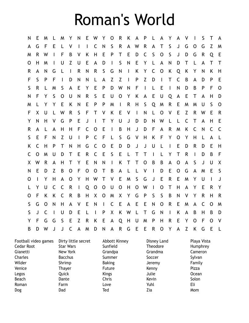 Roman's World Word Search WordMint