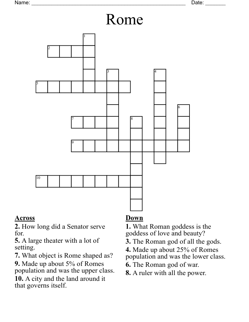 Rome Crossword WordMint