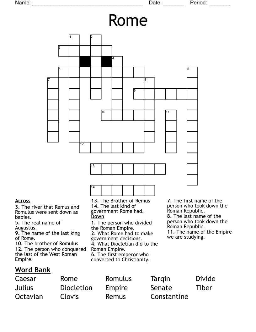 Rome Crossword - WordMint