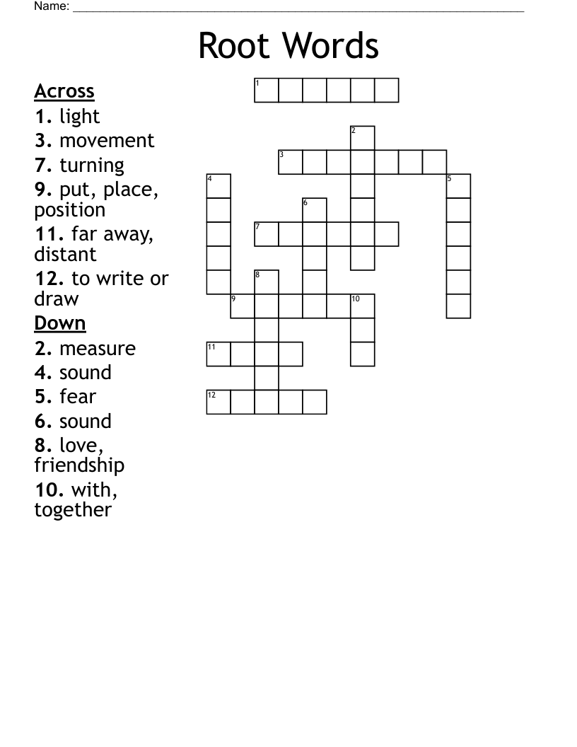 Root Words Crossword - WordMint