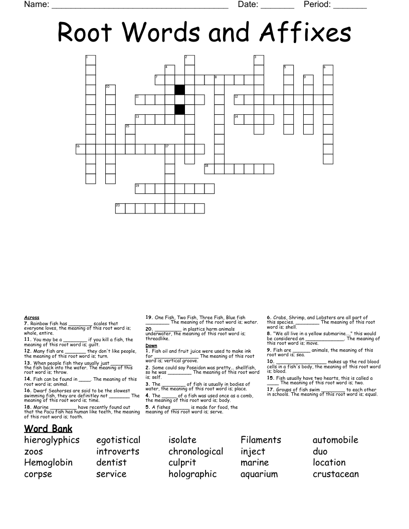 Root Word Crossword Puzzle - prntbl.concejomunicipaldechinu.gov.co