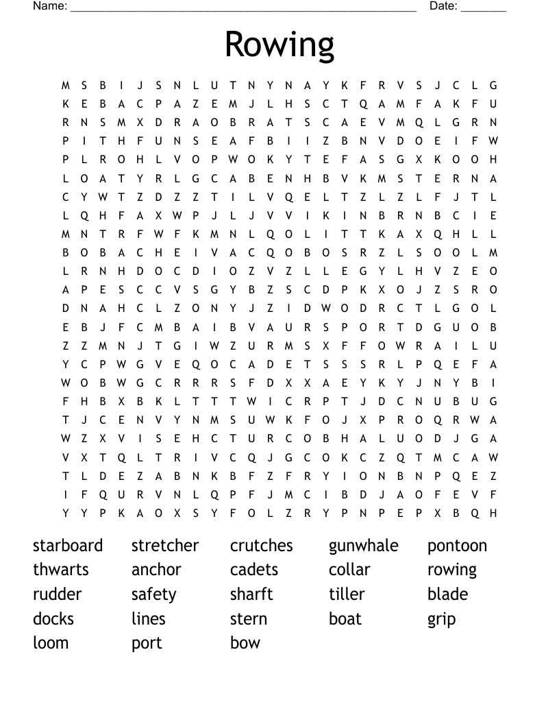 Rowing Word Search WordMint