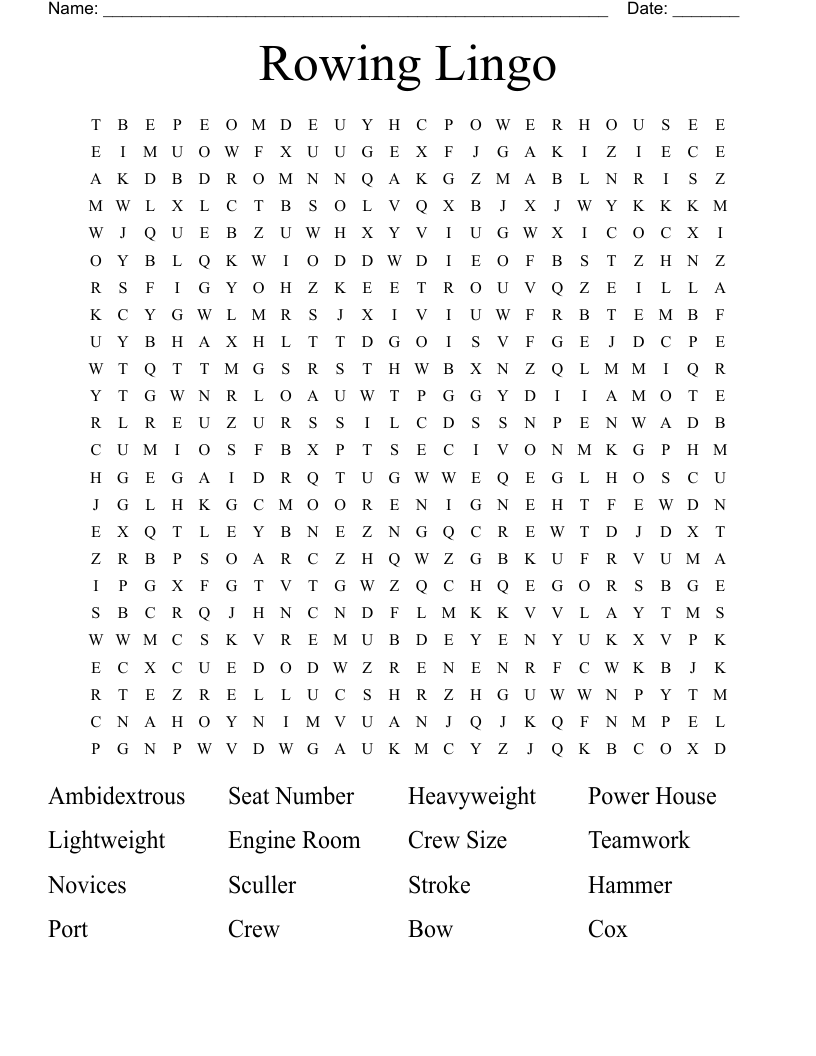 Rowing Lingo Word Search WordMint