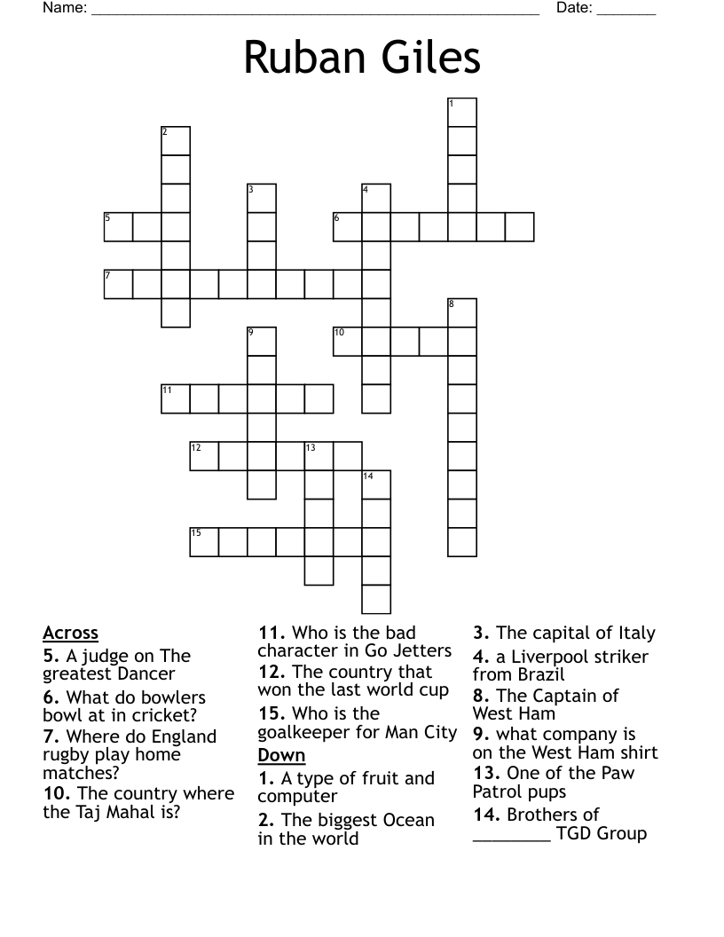 Ruban Giles Crossword WordMint