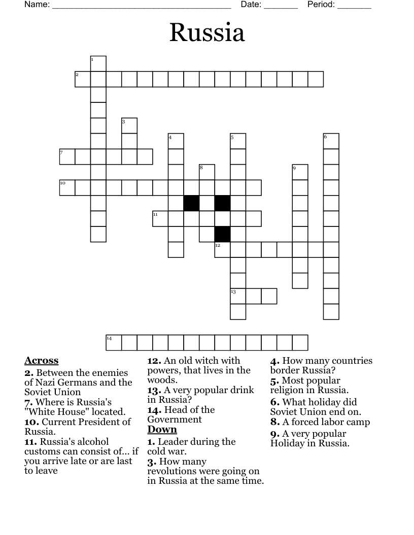 Russia Crossword WordMint